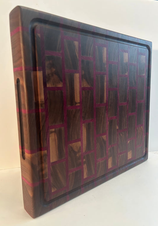 Walnut Purpleheart Brick Butcher Block (Square)